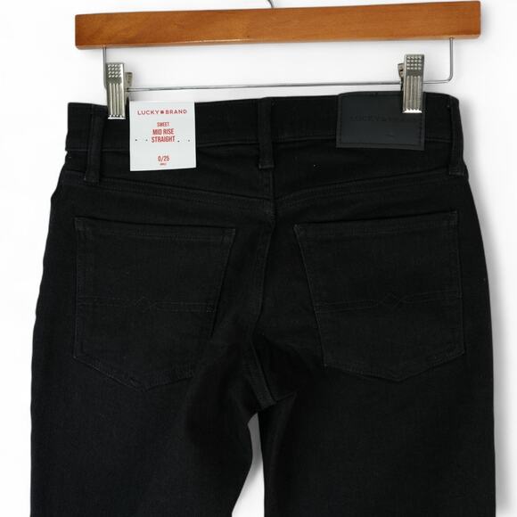 Lucky Brand Jeans Womens 0/25 (27x30.5) Black Sweet Mid Rise Straight Ankle New - Picture 3 of 16